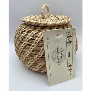 Papago Indian Basket with Lid Tohono O'odham The People of the Desert